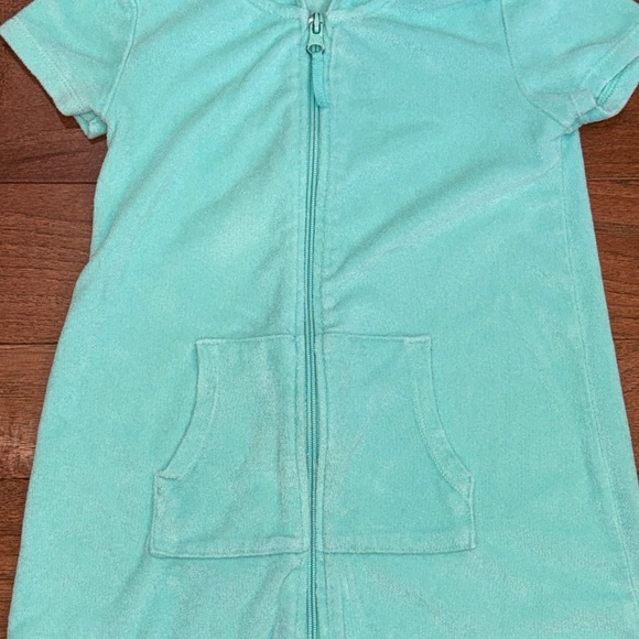 Wonder Nation Girls Aqua Terry Hooded Zip Front Swim Coverup - Size XS (4-5) - Picture 3 of 16